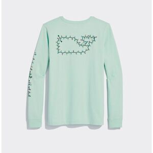 Vineyard Vines Whale Light Outline Long-Sleeve Pocket Tee Mist Green Small Nwt